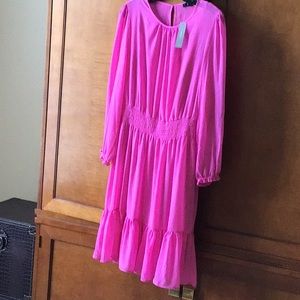 J Crew pink party dress Med ruffle hem